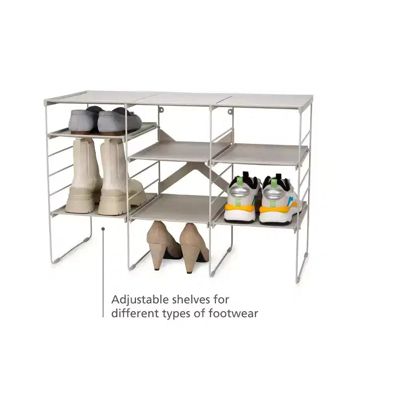 Meuble à Chaussures Réglable - Peut Contenir 12 Paires : Cadre Autoportant en Acier au Carbone, Blanc cassé, 75,7 cm de Largeur