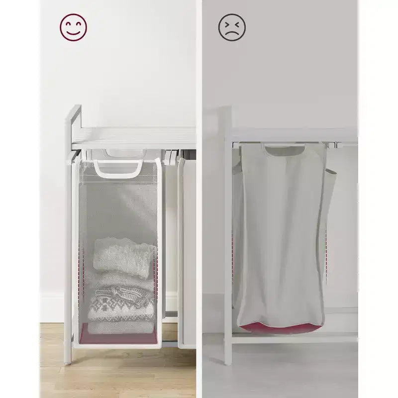 Panier à linge, panier à linge, trieur à linge avec 3 sacs amovibles et coulissants, étagère, cadre en métal, 3 x 38L (10 gallons)