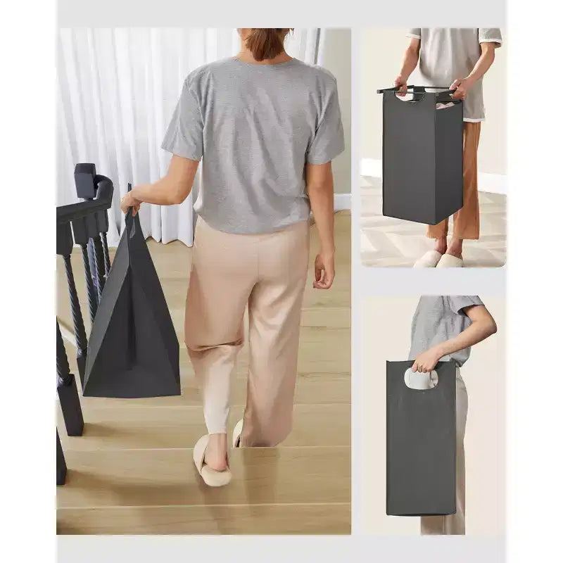 Panier à linge, panier à linge, trieur à linge avec 3 sacs amovibles et coulissants, étagère, cadre en métal, 3 x 38L (10 gallons)