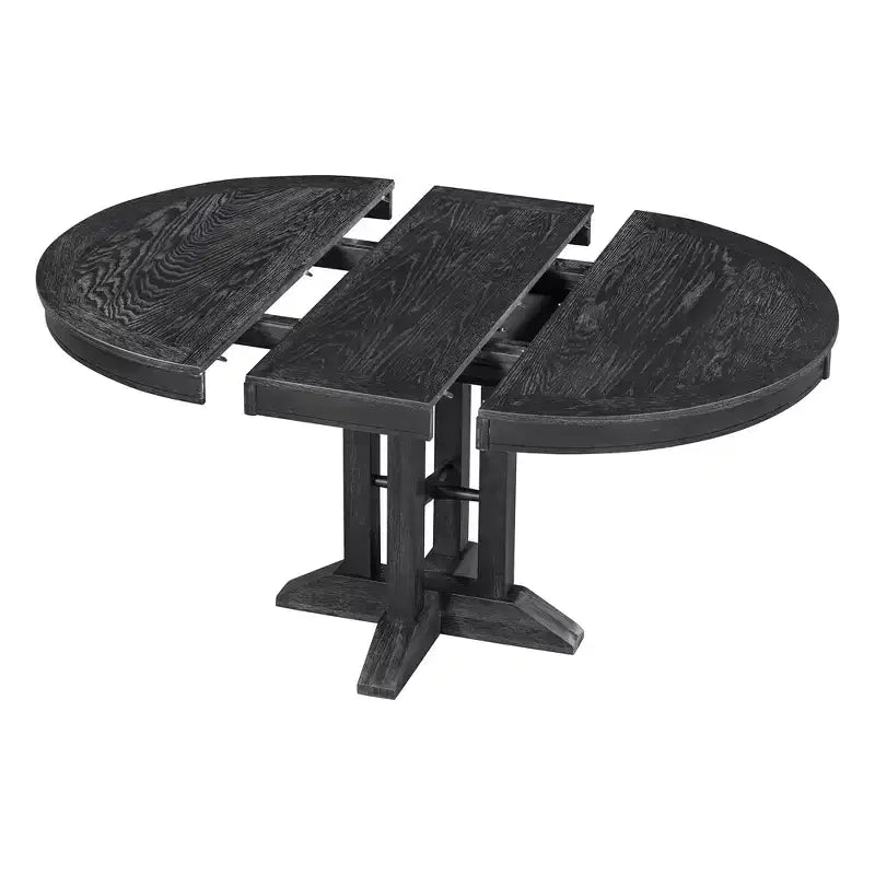 Table à manger en bois de style rustique, avec pied central extensible et rallonge de 35,5 cm