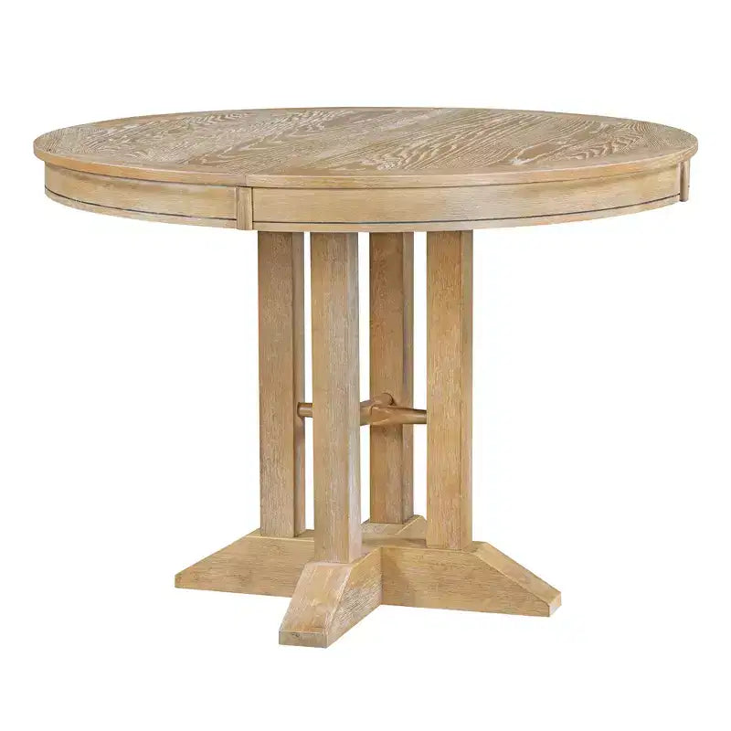 Table à manger en bois de style rustique, avec pied central extensible et rallonge de 35,5 cm
