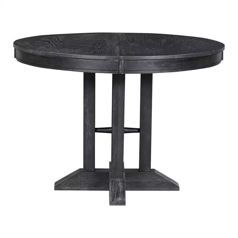 Table à manger en bois de style rustique, avec pied central extensible et rallonge de 35,5 cm