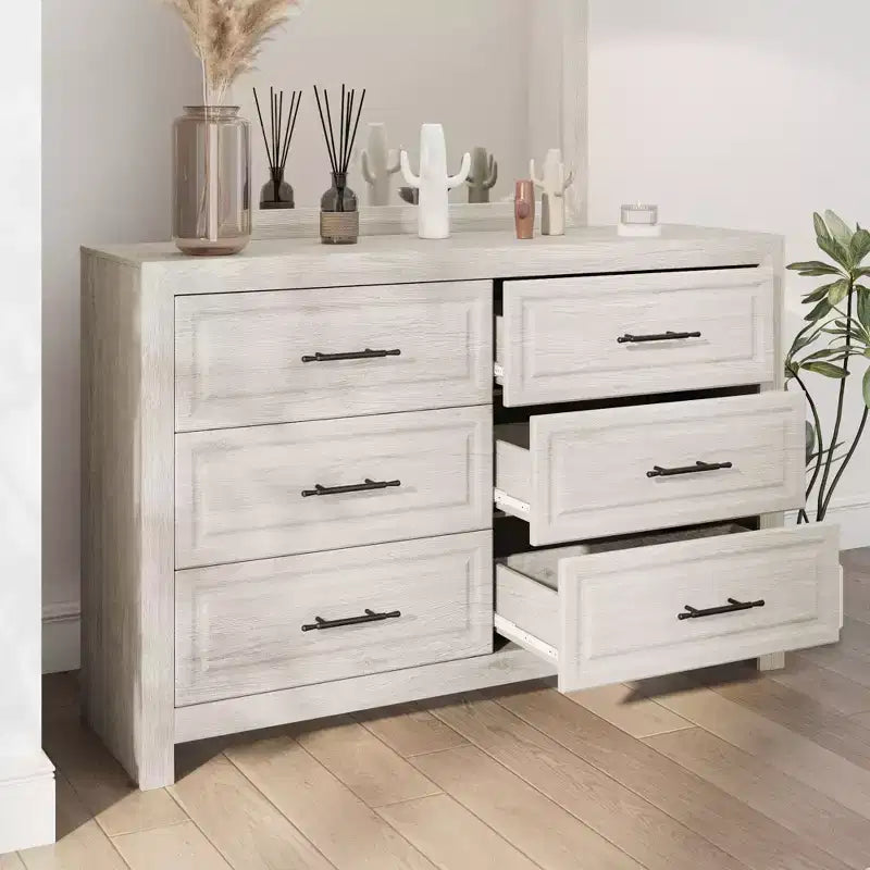 Coiffeuse moderne avec miroir et 6 grands tiroirs