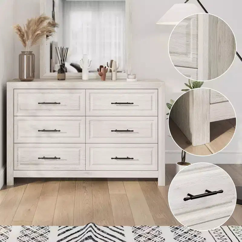 Coiffeuse moderne avec miroir et 6 grands tiroirs