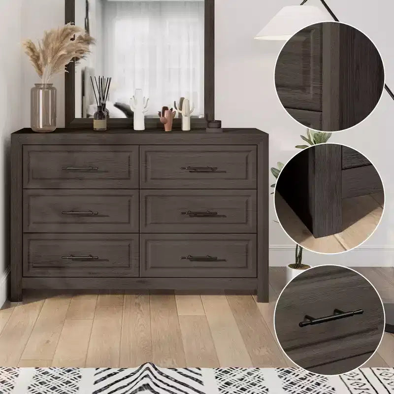 Coiffeuse moderne avec miroir et 6 grands tiroirs