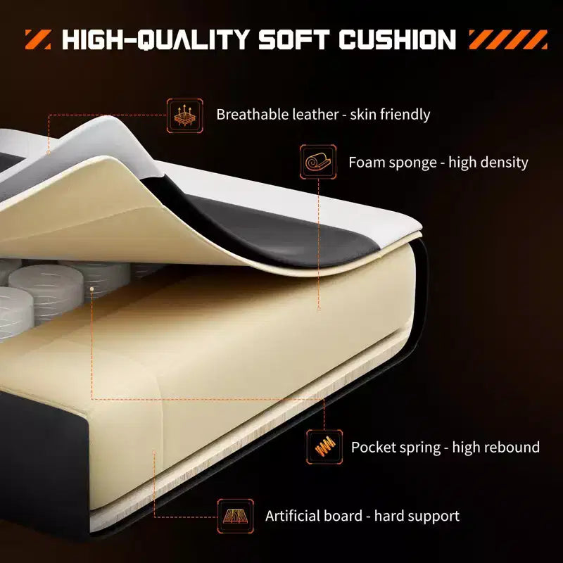 Chaise de bureau pour jeux vidéo - Ergonomique avec repose-pieds et soutien lombaire confortable, fauteuil inclinable en cuir PU avec appui-tête, accoudoir fixe