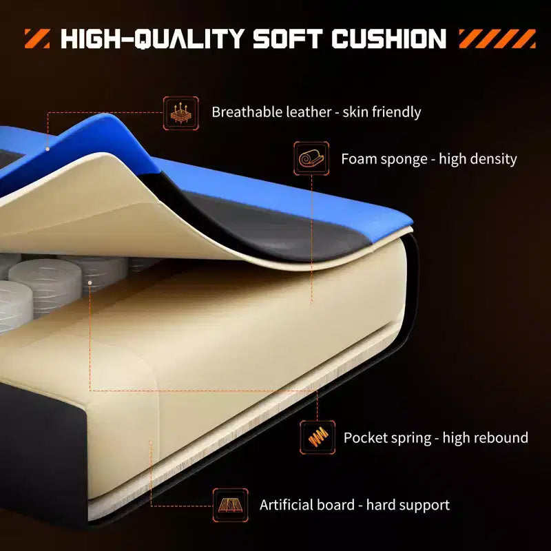 Chaise de bureau pour jeux vidéo - Ergonomique avec repose-pieds et soutien lombaire confortable, fauteuil inclinable en cuir PU avec appui-tête, accoudoir fixe