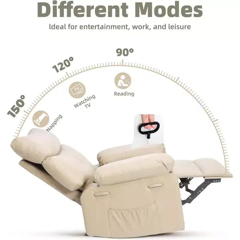 Fauteuil inclinable surdimensionné pour adultes - Fauteuil inclinable et pivotant à 360° en cuir PU, mécanisme d'inclinaison manuel, pour salon/salle de cinéma à domicile