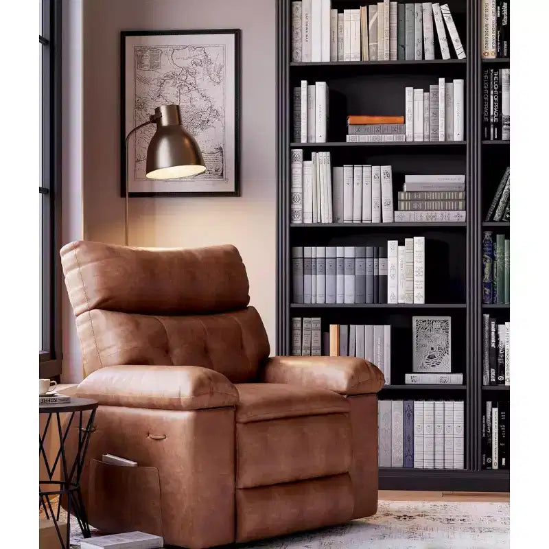 Fauteuil inclinable surdimensionné pour adultes - Fauteuil inclinable et pivotant à 360° en cuir PU, mécanisme d'inclinaison manuel, pour salon/salle de cinéma à domicile
