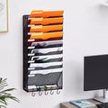 Range-revues mural, un seul tenant, 10 compartiments en maille, support mural pour magazines, courrier, papier et documents, organisateur mural en métal pour dossiers