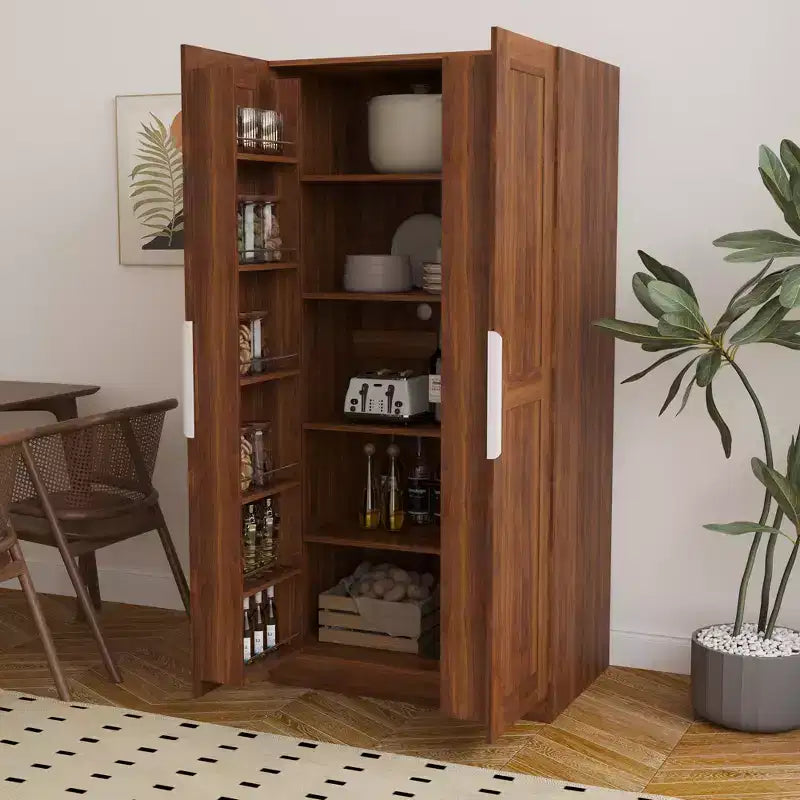 Armoire de cuisine garde-manger de 160 cm avec portes et étagères, Meuble de rangement autoportant pour salle à manger, Bahut buffet