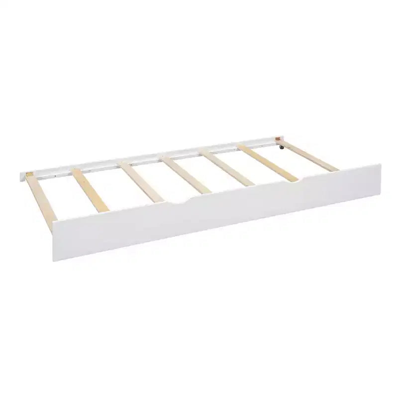 Lit cabane double avec lit gigogne, design moderne pour enfants avec étagère de rangement, blanc