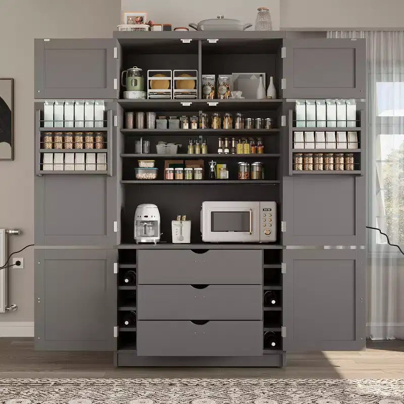 Garde-manger autoportant de cuisine de 203 cm de haut, buffet, grande armoire de rangement