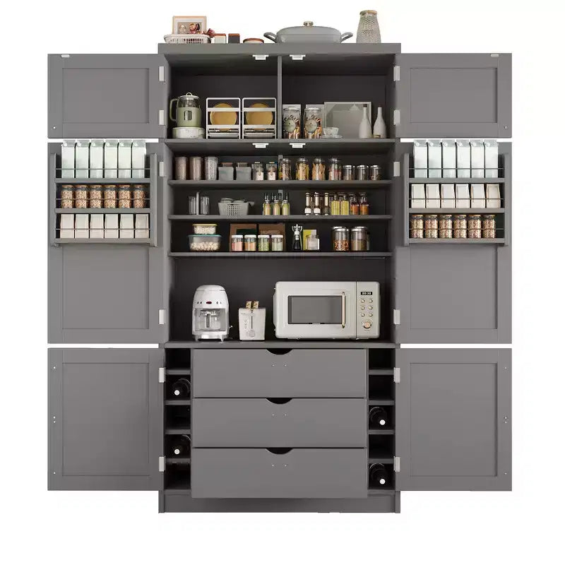 Garde-manger autoportant de cuisine de 203 cm de haut, buffet, grande armoire de rangement