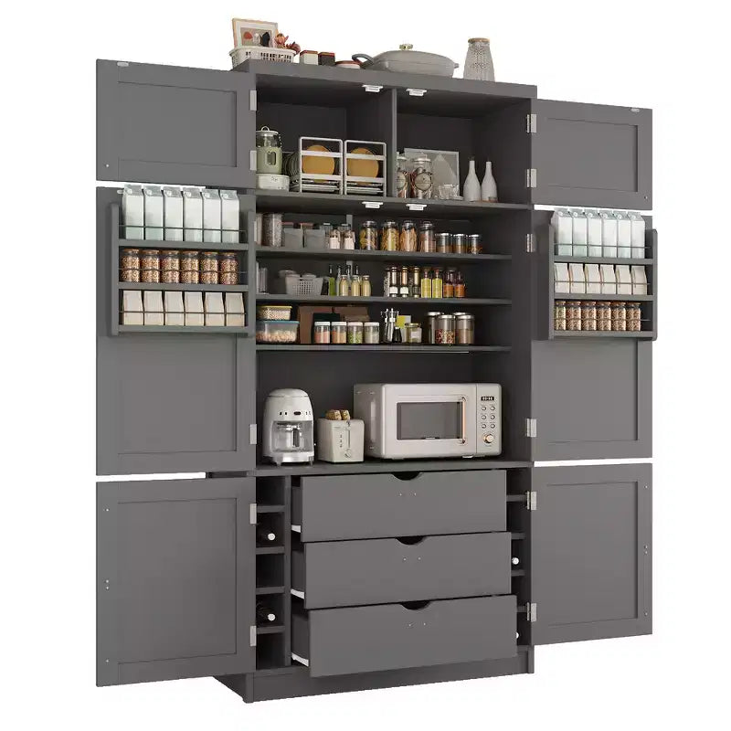 Garde-manger autoportant de cuisine de 203 cm de haut, buffet, grande armoire de rangement
