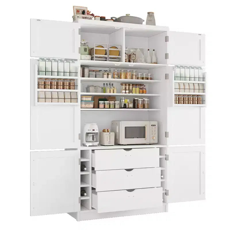 Garde-manger autoportant de cuisine de 203 cm de haut, buffet, grande armoire de rangement