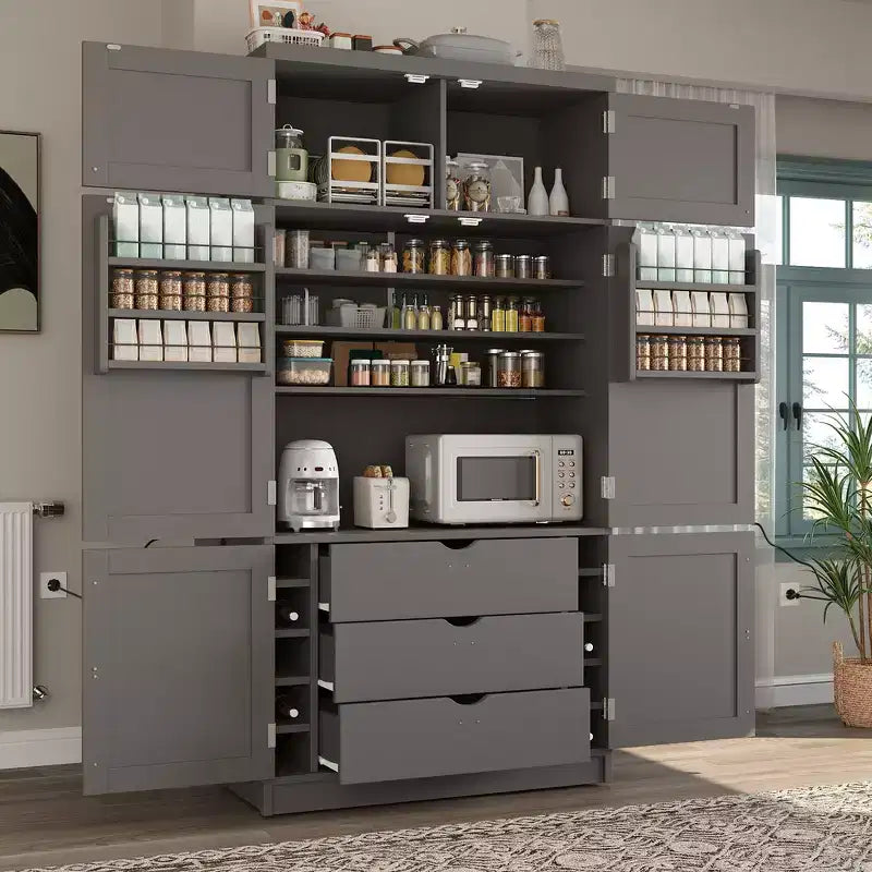 Garde-manger autoportant de cuisine de 203 cm de haut, buffet, grande armoire de rangement