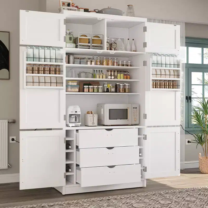 Garde-manger autoportant de cuisine de 203 cm de haut, buffet, grande armoire de rangement