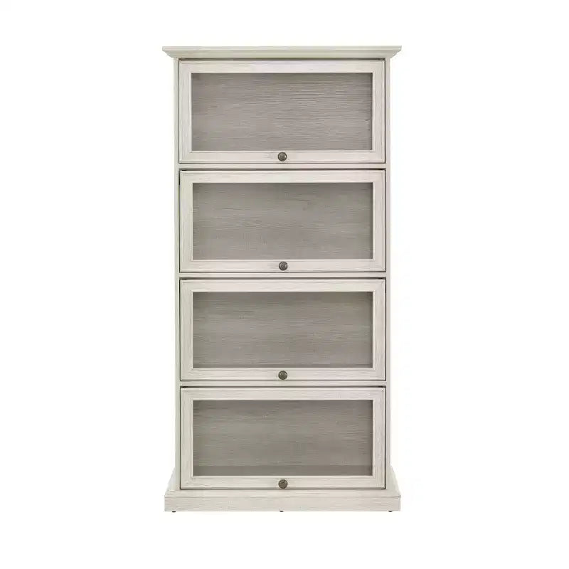 Bibliothèque d'avocat à 4 niveaux avec portes vitrées basculantes, vitrine de présentation de 160 cm pour objets de collection