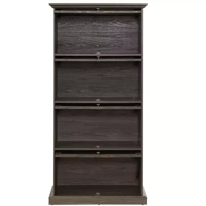Bibliothèque d'avocat à 4 niveaux avec portes vitrées basculantes, vitrine de présentation de 160 cm pour objets de collection