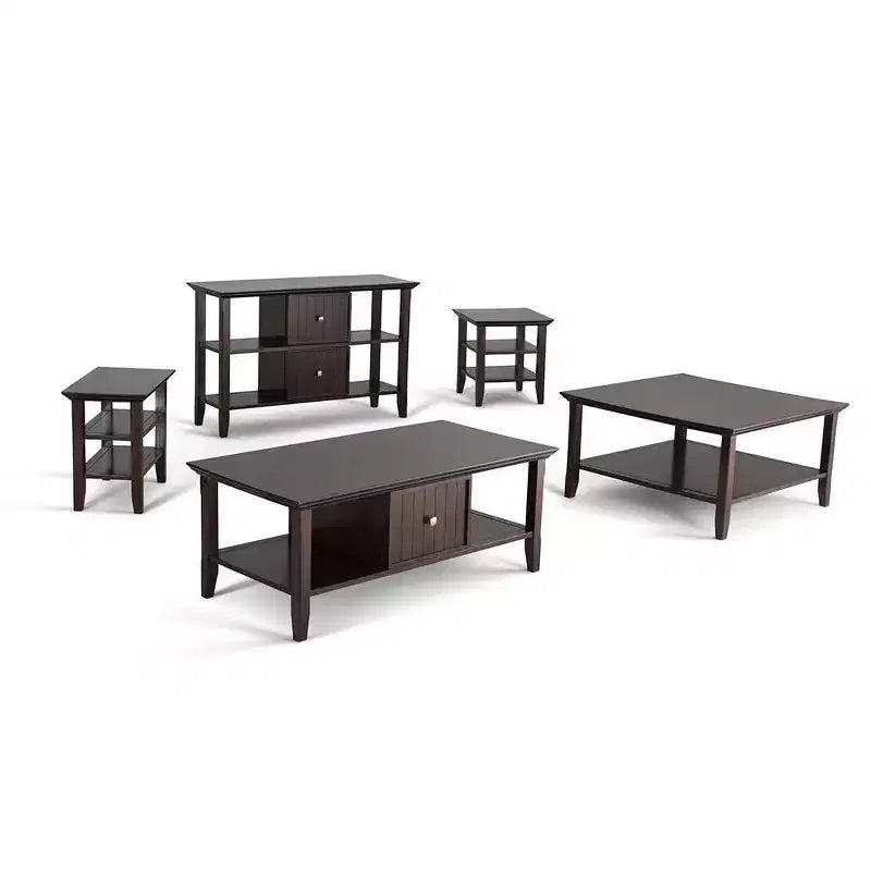 Table d'appoint étroite de style transitionnel en bois massif, 14 po de large