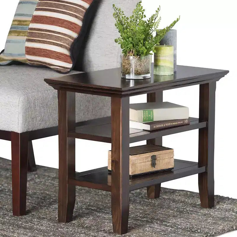 Table d'appoint étroite de style transitionnel en bois massif, 14 po de large