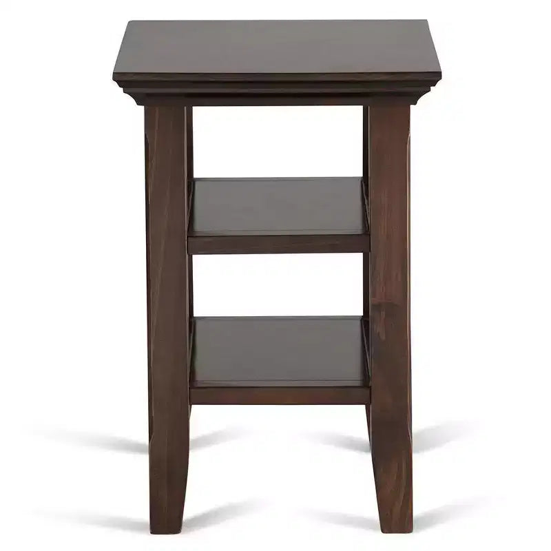 Table d'appoint étroite de style transitionnel en bois massif, 14 po de large