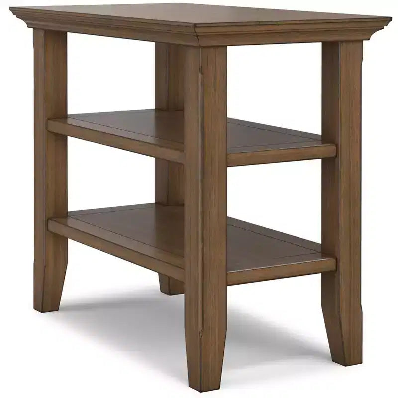 Table d'appoint étroite de style transitionnel en bois massif, 14 po de large