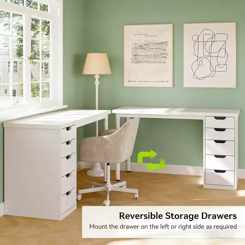 Bureau d'ordinateur classique de 119 cm avec 5 tiroirs
