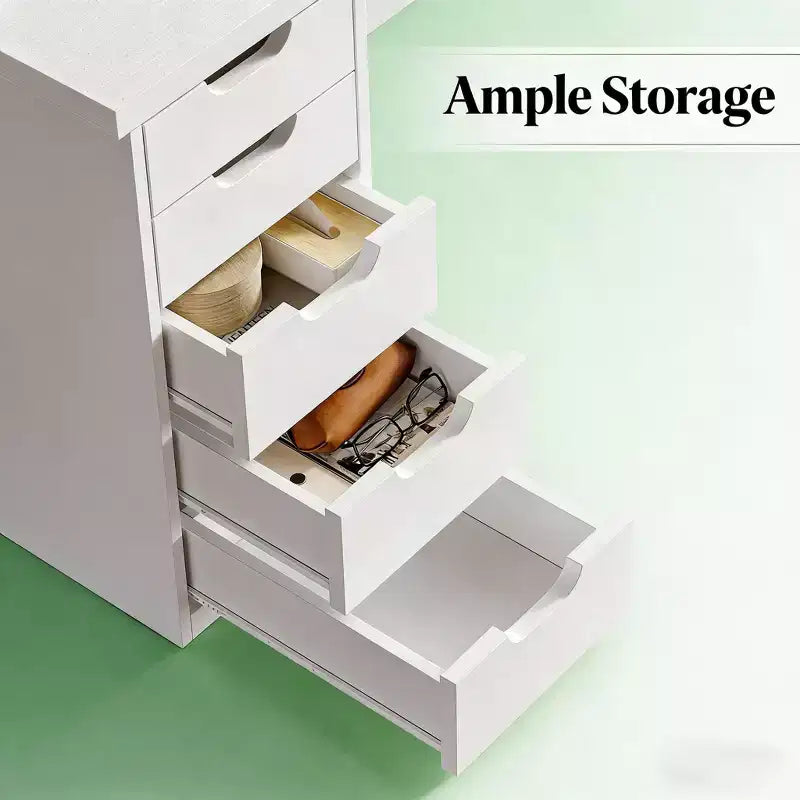 Bureau d'ordinateur classique de 119 cm avec 5 tiroirs