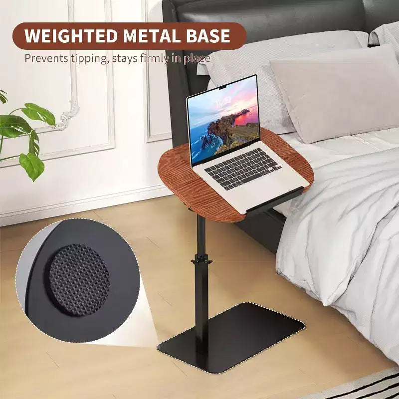 Table d'appoint en C, réglable en hauteur 40-80cm, plateau rotatif pour canapé/chevet (45x30cm)