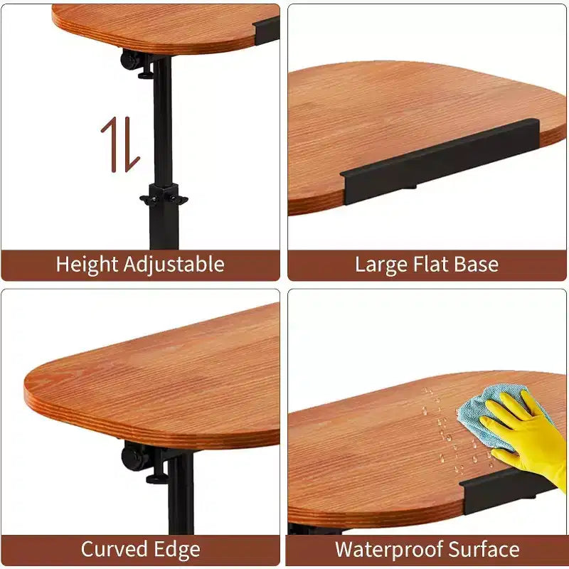 Table d'appoint en C, réglable en hauteur 40-80cm, plateau rotatif pour canapé/chevet (45x30cm)