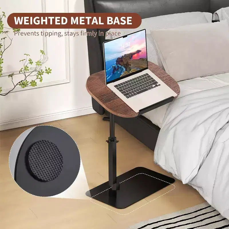 Table d'appoint en C, réglable en hauteur 40-80cm, plateau rotatif pour canapé/chevet (45x30cm)