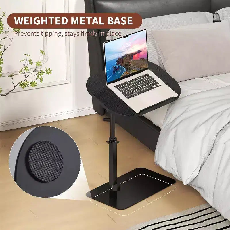 Table d'appoint en C, réglable en hauteur 40-80cm, plateau rotatif pour canapé/chevet (45x30cm)