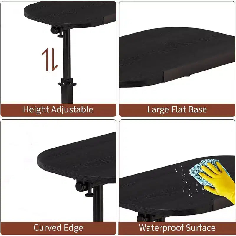 Table d'appoint en C, réglable en hauteur 40-80cm, plateau rotatif pour canapé/chevet (45x30cm)
