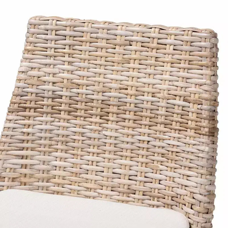 Tabouret de bar hauteur comptoir en rotin et bois d'acajou, gris Kubu/taupe rustique
