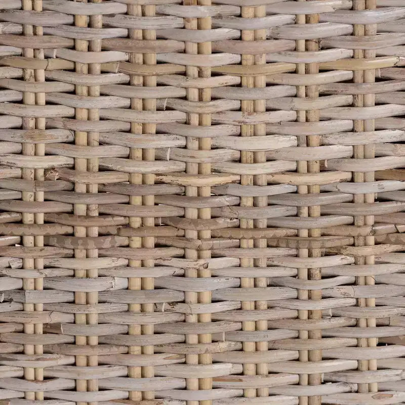 Tabouret de bar hauteur comptoir en rotin et bois d'acajou, gris Kubu/taupe rustique
