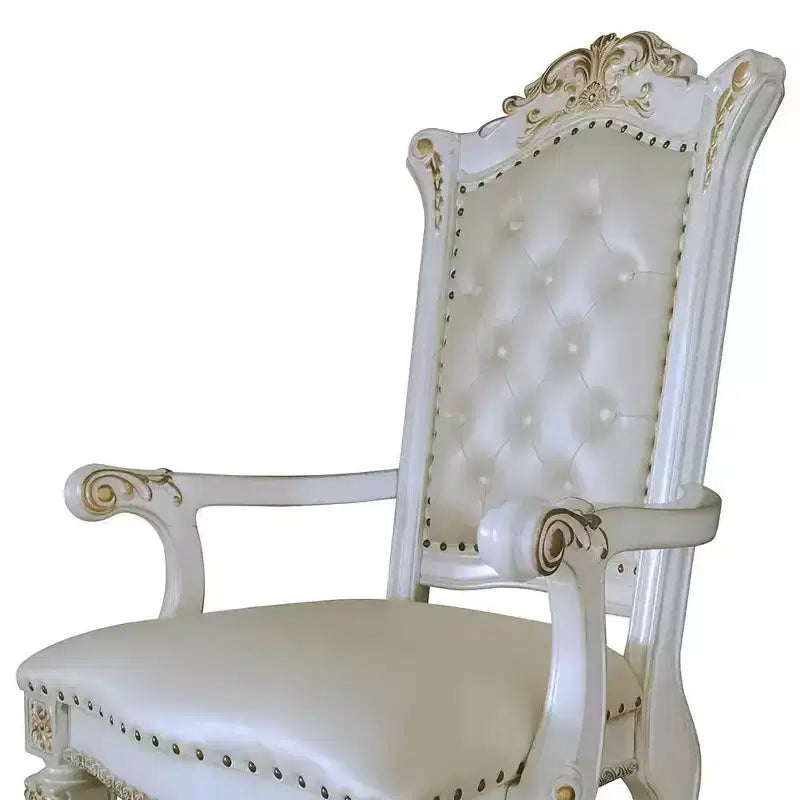Fauteuil d'appoint, cuir synthétique, finition perle antique