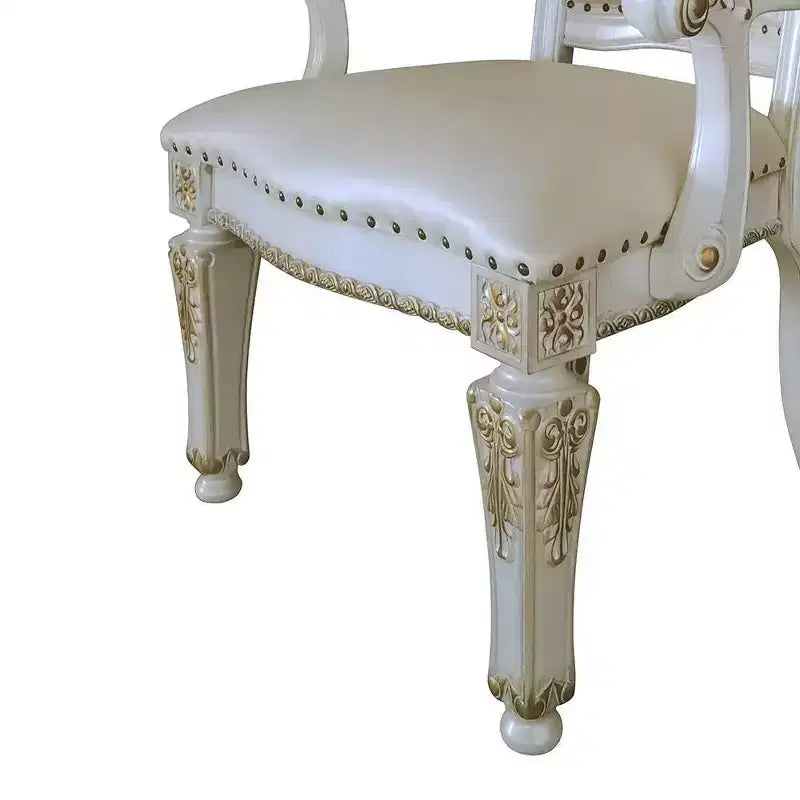 Accent Chair, Synthetic Leather, Antique Pearl Finish