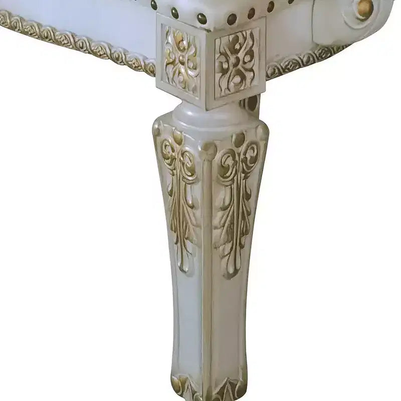 Accent Chair, Synthetic Leather, Antique Pearl Finish