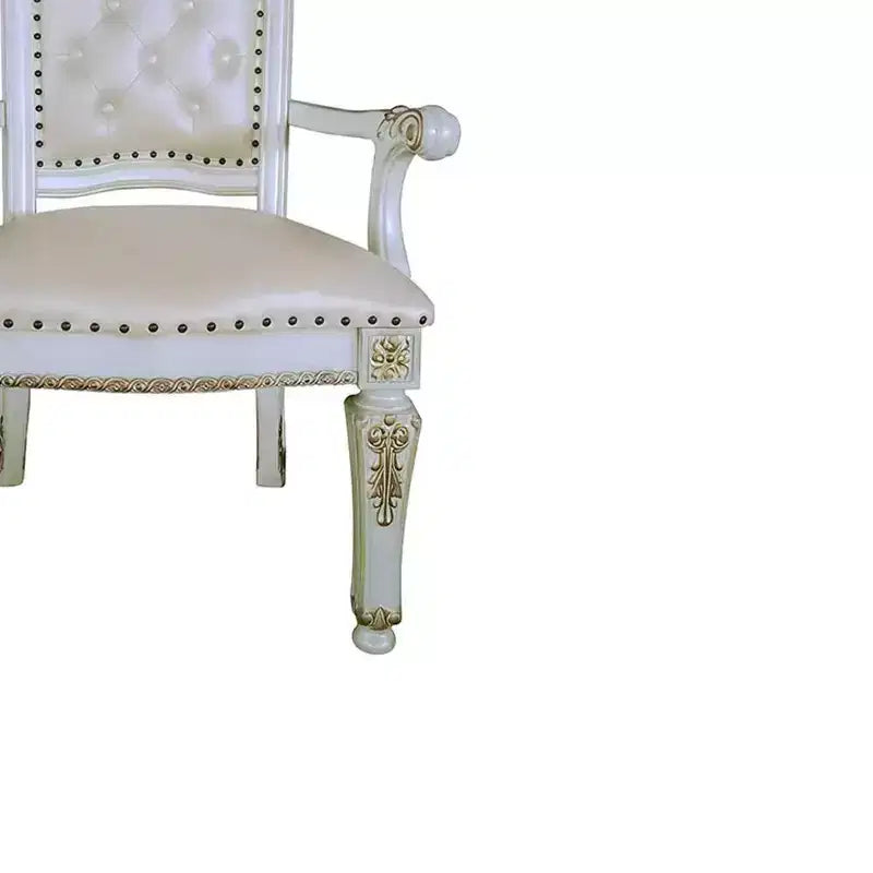 Fauteuil d'appoint, cuir synthétique, finition perle antique