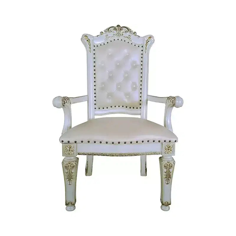 Fauteuil d'appoint, cuir synthétique, finition perle antique