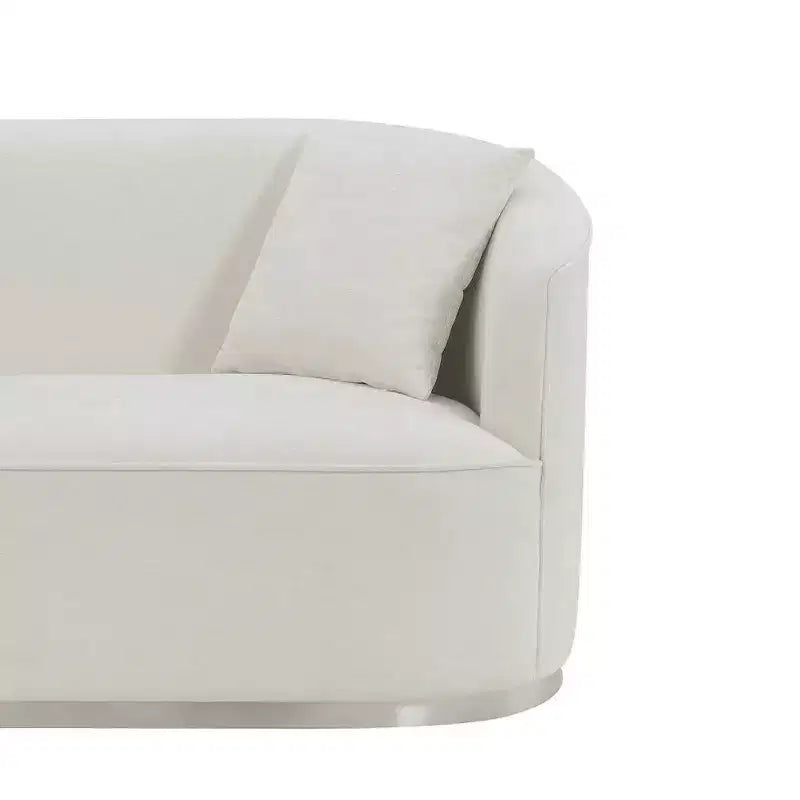 Canapé 64" en chenille beige : Causeuse classique, 2 oreillers, aucun assemblage requis