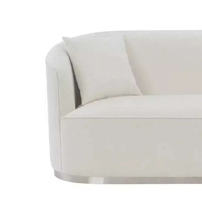 Canapé 64" en chenille beige : Causeuse classique, 2 oreillers, aucun assemblage requis