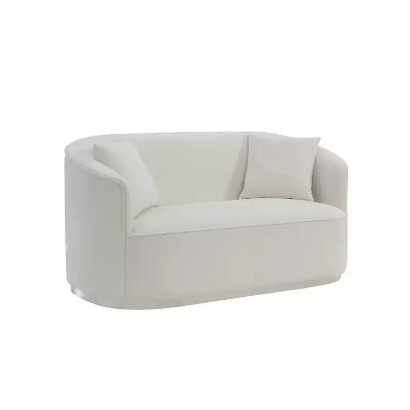 Canapé 64" en chenille beige : Causeuse classique, 2 oreillers, aucun assemblage requis