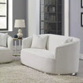 Canapé 64" en chenille beige : Causeuse classique, 2 oreillers, aucun assemblage requis