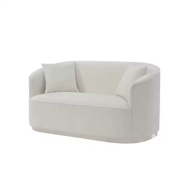 Canapé 64" en chenille beige : Causeuse classique, 2 oreillers, aucun assemblage requis