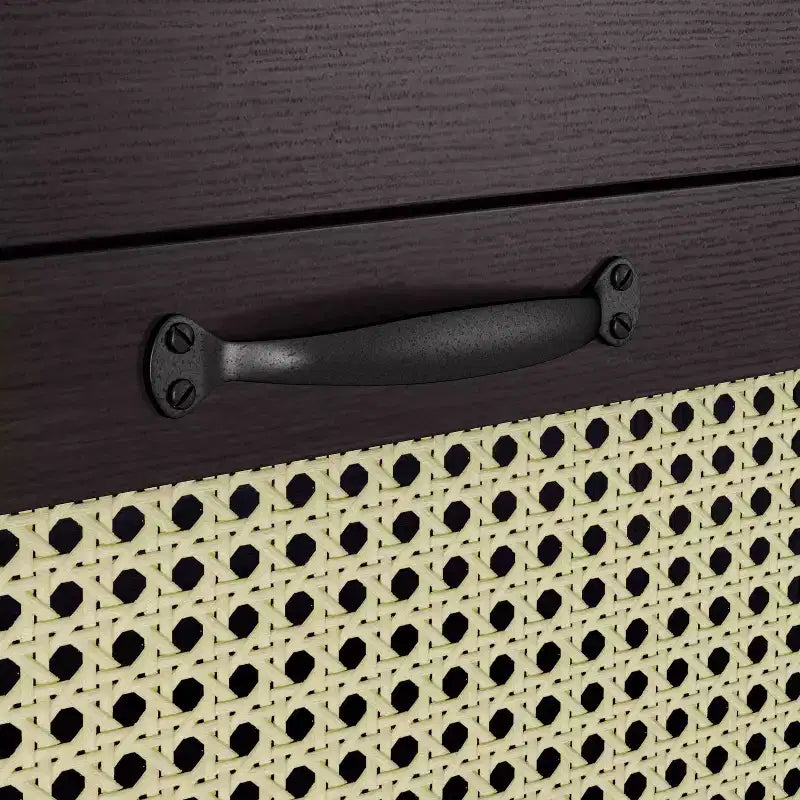 Commode à 4 tiroirs en faux rotin tissé de transition, Espresso - Style bohème