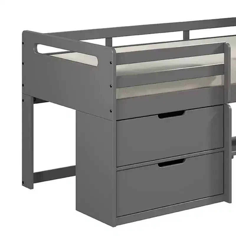 Lit mezzanine double de 77 po, finition grise