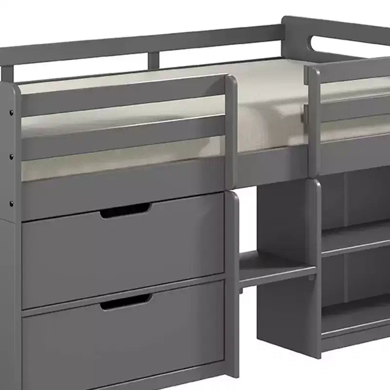 Lit mezzanine double de 77 po, finition grise